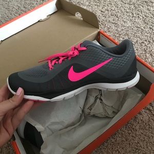 Grey and Pink Nike Sneakers- Size 9
